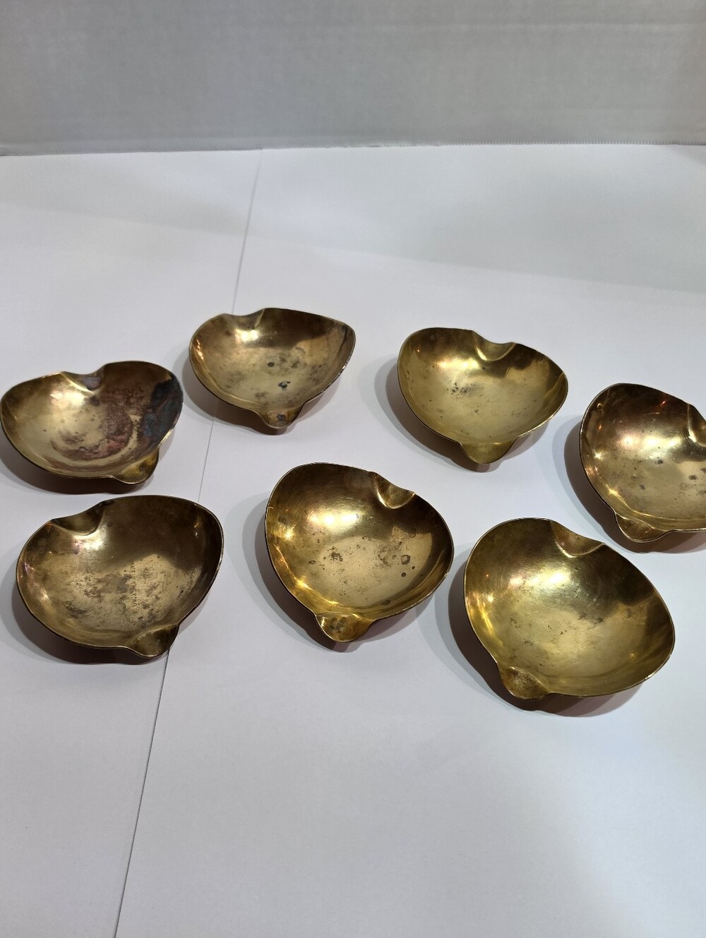 Vintage Solid Brass Nesting Dishes Set of 7 Mid-Century Made in Hong Kong READ